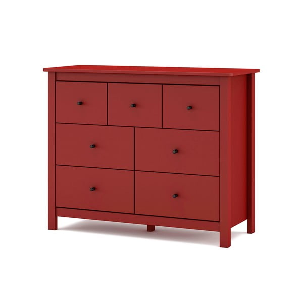 Raudona žema komoda iš pušies medienos 110x80 cm Misti - Marckeric-image-4
