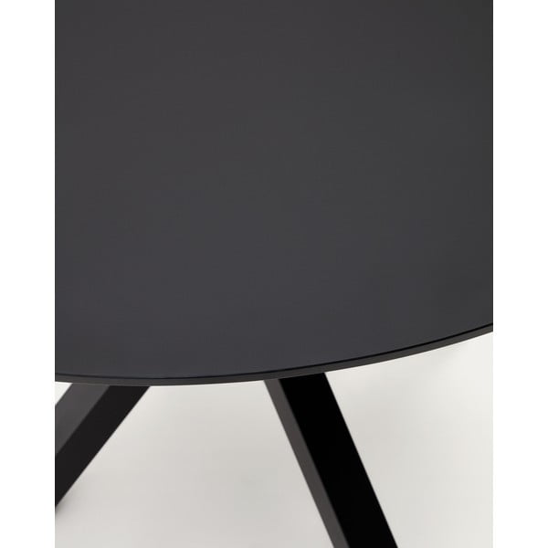 Apvalios formos valgomojo stalas juodos spalvos su stikliniu stalviršiu ø 120 cm Argo – Kave Home-image-3