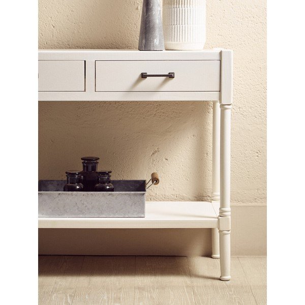Baltos spalvos iš pušies masyvo konsolinis staliukas 35x91 cm Heritage – Premier Housewares-image-2