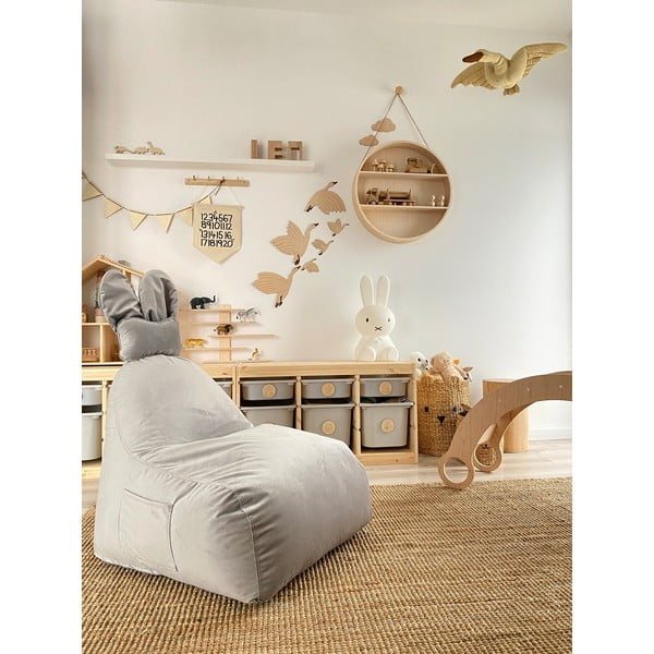 Šviesiai pilkos spalvos vaikiškas sėdmaišis Funny Bunny – The Brooklyn Kids-image-1