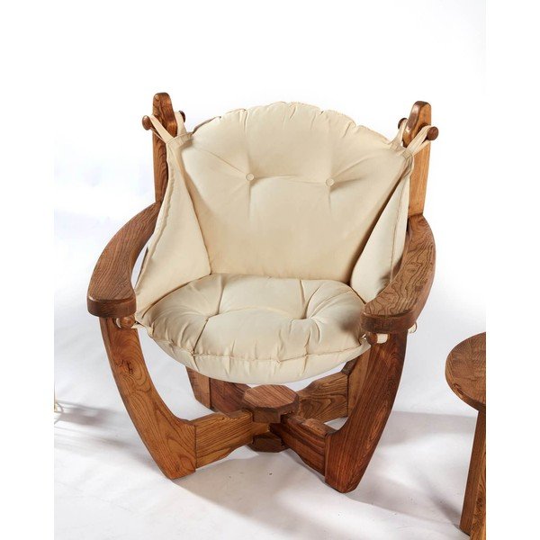 Medžio masyvo sodo krėslas kreminės spalvos/natūralios spalvos Relax – Floriane Garden-image-2