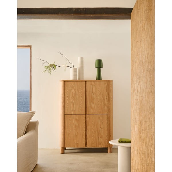 Natūralios spalvos spintelė iš uosio 100x134x40 cm Salaya – Kave Home-image-1