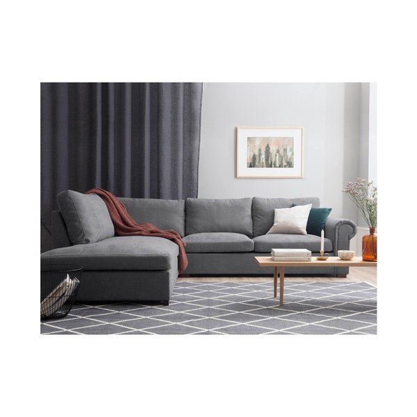 "Windsor & Co Sofos Hermes" pilka kampinė sofa, kairysis kampas-image-2