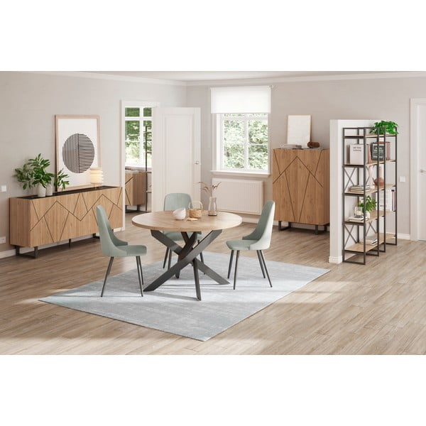 Apvalus valgomojo stalas su ąžuoliniu stalviršiu 120x120 cm Ther - Marckeric-image-4