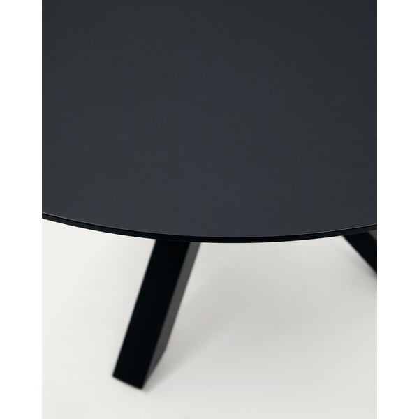 Apvalios formos valgomojo stalas juodos spalvos su stikliniu stalviršiu ø 150 cm Argo – Kave Home-image-3