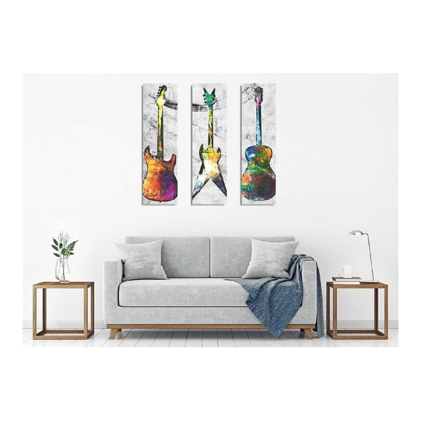 3 dalių paveikslas ant drobės Guitars-image-1
