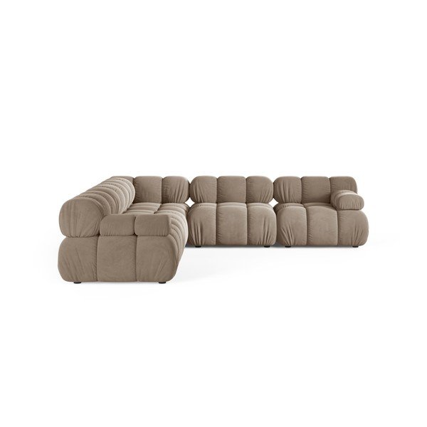 Smėlio spalvos modulinė kampinė sofa iš velveto – Micadoni -image-2