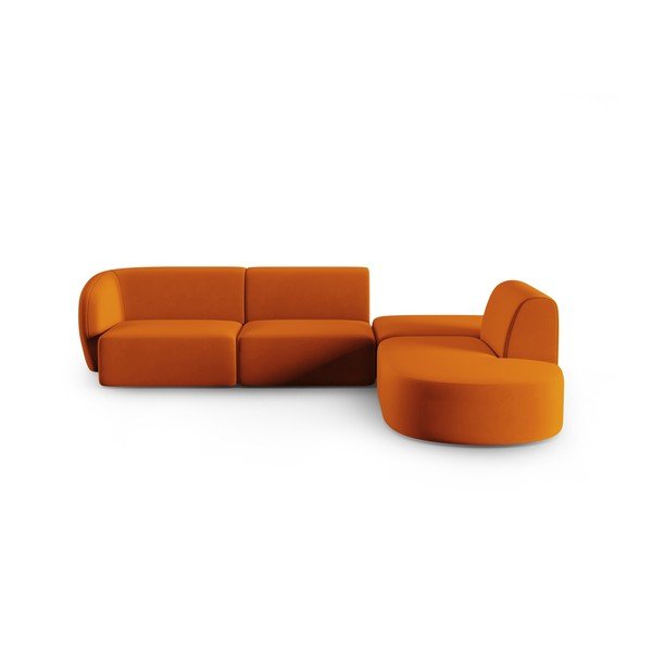 Terakotos spalvos iš velveto kampinė sofa (su dešiniuoju kampu/„L“ formos) Paolo – Milo Casa