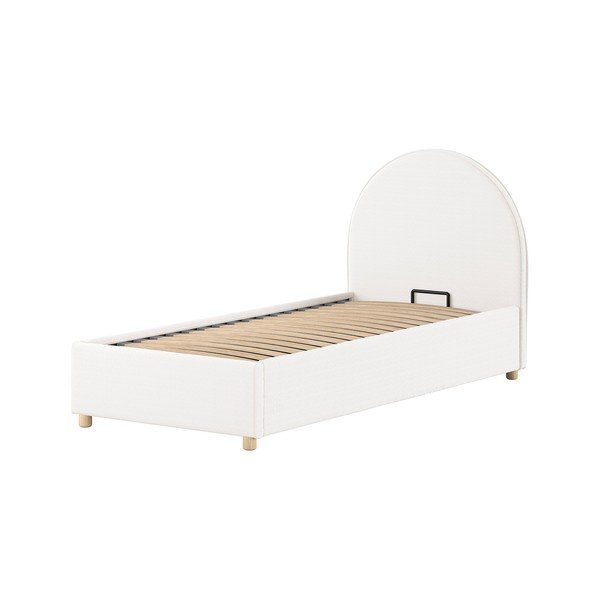 Baltos spalvos viengulė lova audiniu dengta su sandėliavimo vieta su lovos grotelėmis 90x200 cm Moon – Vipack-image-4