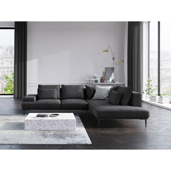 Juoda sofa-lova Interieurs 86 Liege, kampas dešinėje-image-1