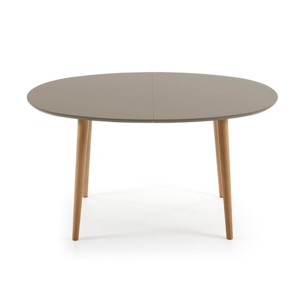 Pilkas ovalus išskleidžiamas valgomojo stalas Kave Home Oakland, 140 x 90 cm-image-1