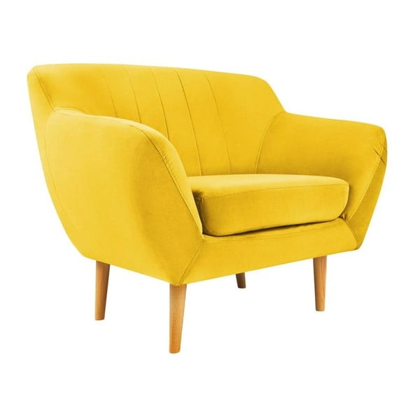 Geltonos spalvos aksominis krėslas Mazzini Sofos Sardaigne-image-2