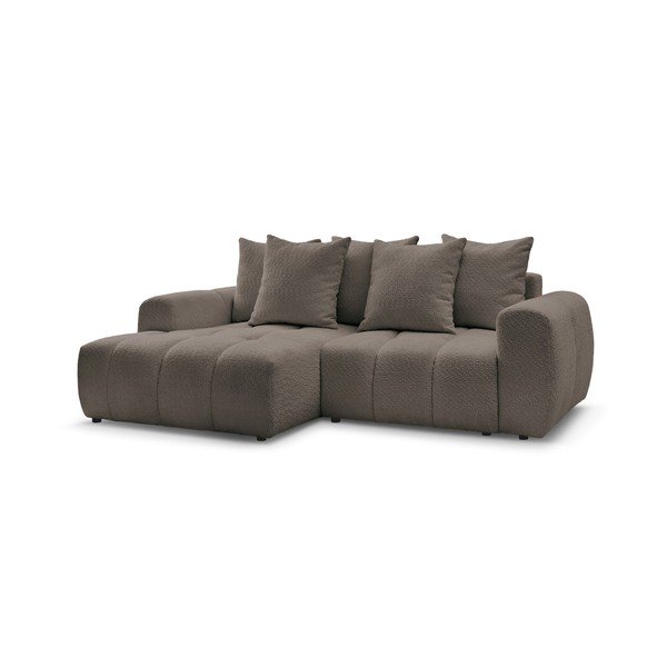 Rudos spalvos sulankstoma/su sandėliavimo vieta kampinė sofa iš boucle (su kairiuoju kampu/su gultu) Roxelane – Bobochic Paris