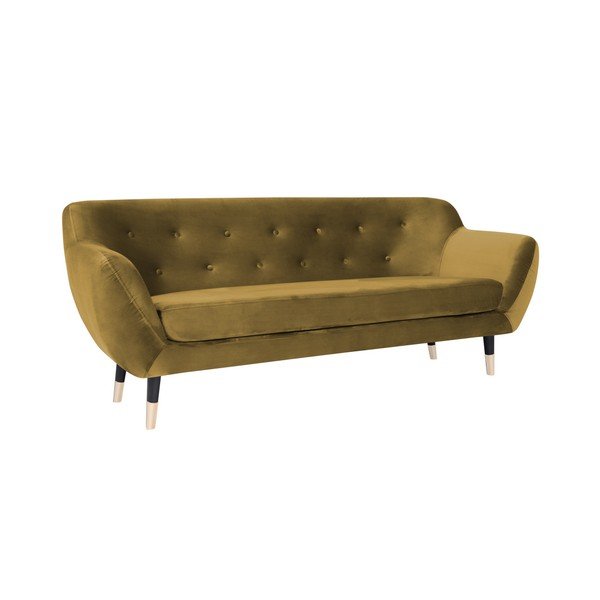 Geltonos spalvos sofa su juodomis kojomis Mazzini Sofas Amelie, 188 cm-image-2