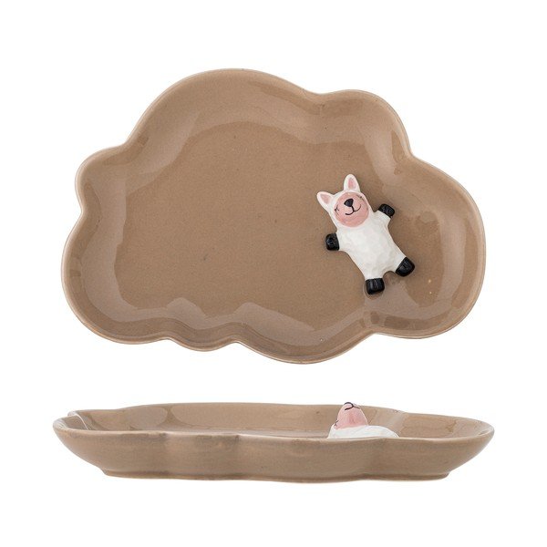 Rudos spalvos iš akmens masės vaikiška lėkštė 14x20 cm Dolly – Bloomingville Mini-image-3