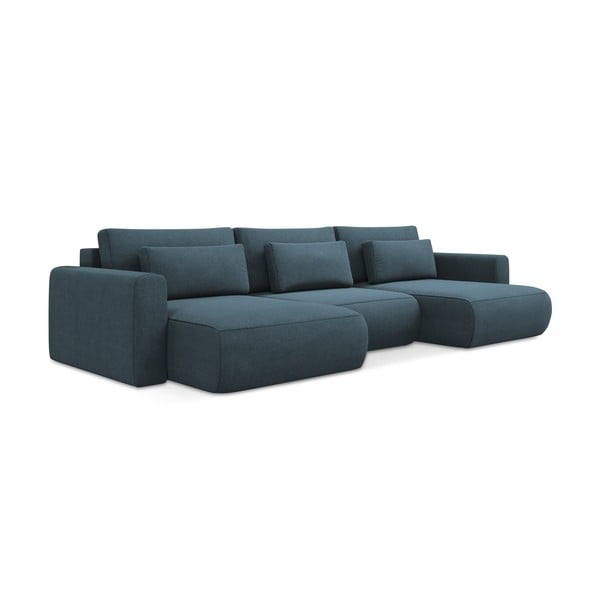 Mėlynos spalvos sulankstoma/su sandėliavimo vieta kampinė sofa („U“ formos) Kapua – Makamii-image-3
