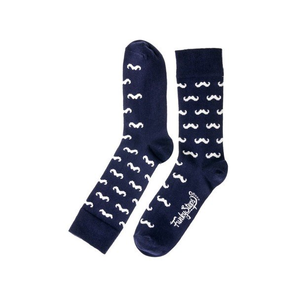 Mėlynos "Funky Steps" kojinės su ūsais, 39 - 45 dydžio
