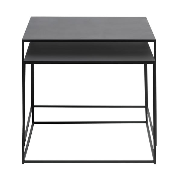 Iš metalo kavos staliukai juodos spalvos 2 vnt. 65x65 cm Pebble – Unique Furniture-image-3