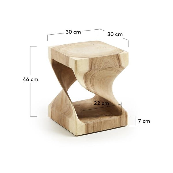 Šoninis stalas iš masyvios munggur medienos 30x30 cm Hakon – Kave Home-image-4