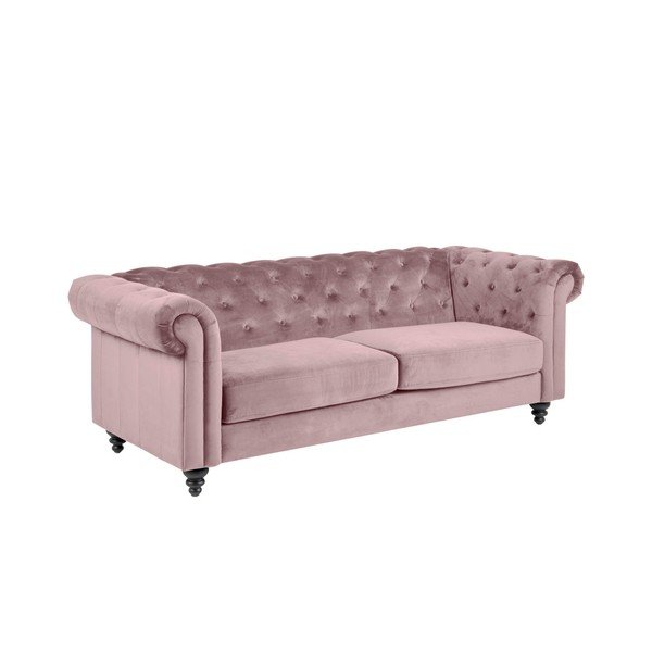 Rožinio aksomo sofa "Actona Charlietown", 219 cm-image-1