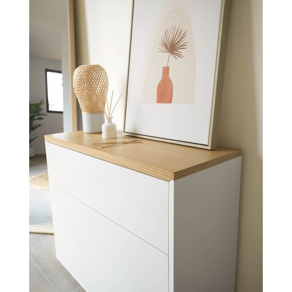 Žema šoninė spintelė baltos spalvos 90x75 cm Abilen – Kave Home-image-2