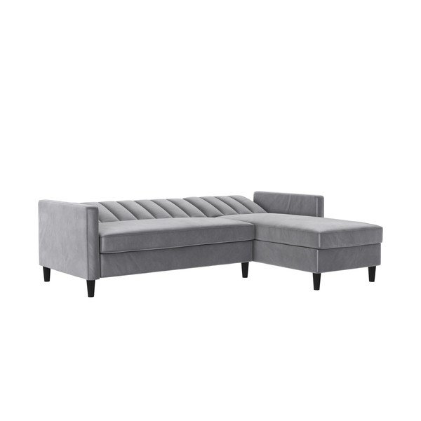 Iš velveto kampinė sofa šviesiai pilkos spalvos Celine – Støraa-image-1