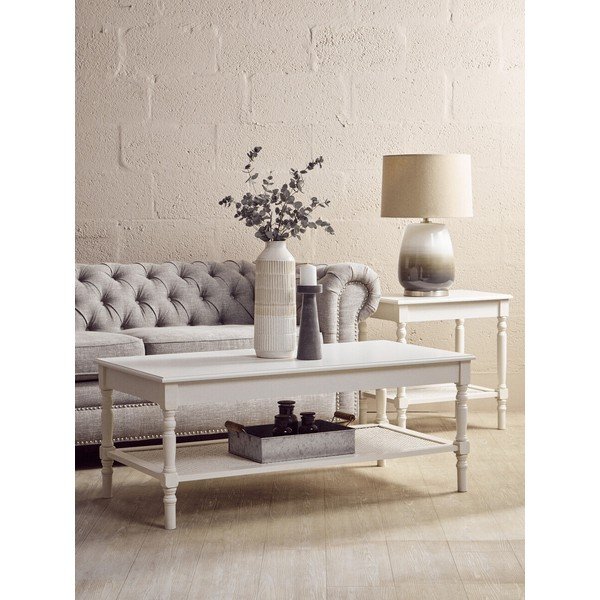 Baltos spalvos kavos staliukas 60x120 cm Heritage – Premier Housewares-image-1