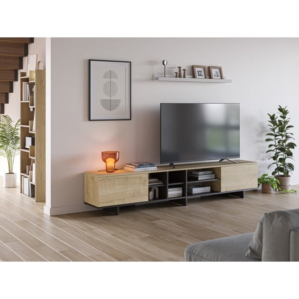 TV spintelė natūralios spalvos iš ąžuolo 230x44 cm Cequoia – Marckeric-image-1