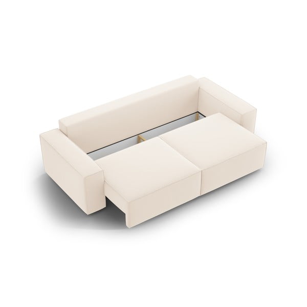 Smėlio spalvos iš velveto sulankstoma/su sandėliavimo vieta sofa 247 cm Jodie – Micadoni -image-3