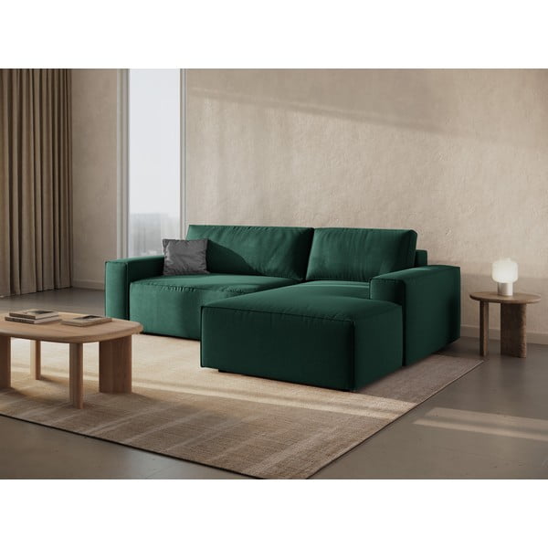 Sulankstoma kampinė sofa žalios spalvos (su dešiniuoju kampu) Jodie – Micadoni Home-image-1