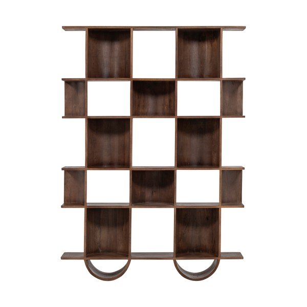 Tamsiai rudos spalvos knygų spinta iš mango masyvo 130x180x35 cm Sinne – WOOOD