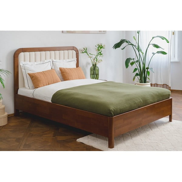 Šviesiai ruda bukmedžio medienos dvigulė lova Skandica Visby Modena, 180 x 200 cm-image-1