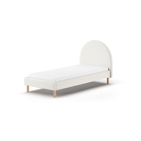 Viengulė audiniu dengta lova baltos spalvos su lovos grotelėmis 90x200 cm MOON – Vipack