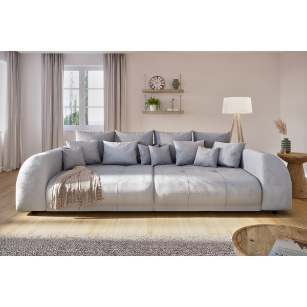 Tamsiai pilkos spalvos iš kordinio velveto sofa 310 cm Vanessa – Ropez-image-1