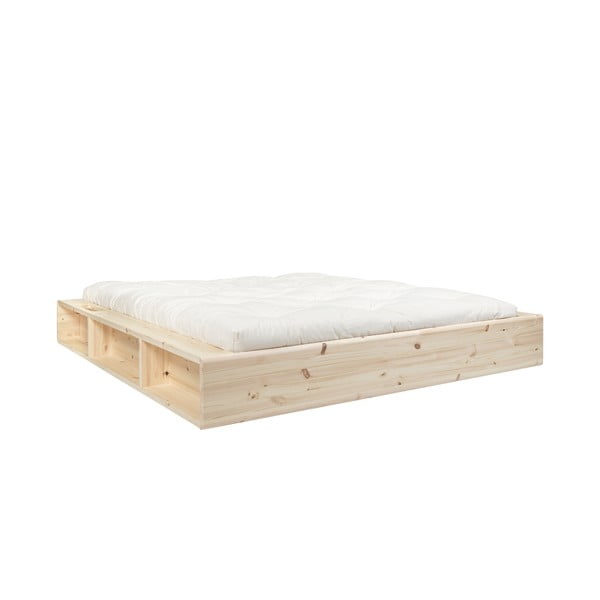 Medienos masyvo dvigulė lova su daiktadėže ir futonu Latex Karup Design Ziggy, 140 x 200 cm
