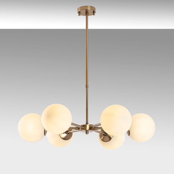 Baltos spalvos/žalvario spalvos kabantis šviestuvas ø 73 cm su stiklo gaubtu Akkas – Opviq lights-image-4