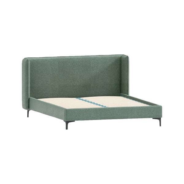Dvigulė lova žalios spalvos audiniu dengta su lovos grotelėmis 180x200 cm Basti – Ropez
