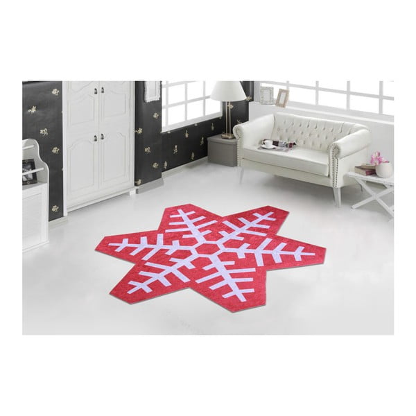 Raudonos ir baltos spalvos kilimas "Vitaus Snowflake Special", 100 x 100 cm