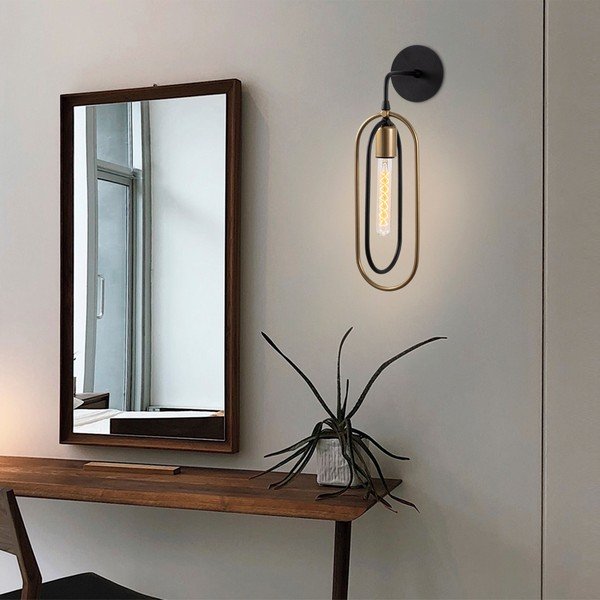 Sieninė lempa juodos spalvos/auksinės spalvos Cerco – Opviq lights-image-1