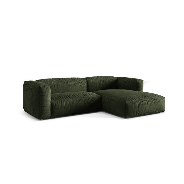 Žalios spalvos iš velveto modulinė kampinė sofa (su dešiniuoju kampu/su gultu) Martina – Micadoni -image-3
