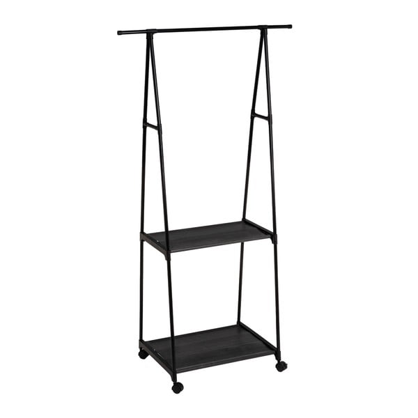 Juodos spalvos iš metalo su ratukais drabužių kabykla 84x43x156 cm – Casa Selección