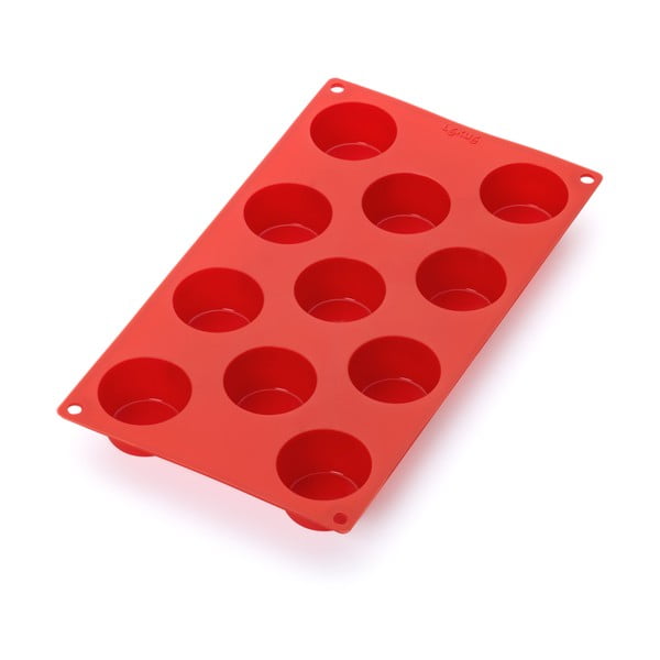 Raudona silikoninė forma 11 mini keksiukų Lékué
