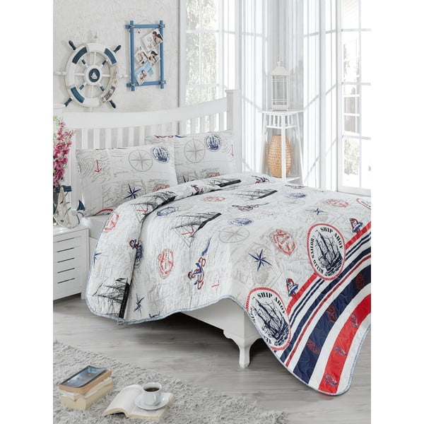 Dygsniuotas dvivietės lovos užvalkalas su pagalvių užvalkalais "Fairway", 200 x 220 cm