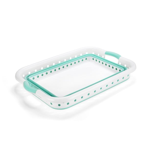 Baltos ir turkio spalvos sulankstomas skalbinių krepšys Addis Collapsible Laundry Basket-image-1