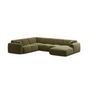 Šviesiai žalios spalvos kampinė sofa iš velveto („U“ formos) Molino – Micadoni 