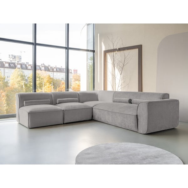 Kampinė sofa šviesiai pilkos spalvos (su kairiuoju kampu) Flex Felix – Miuform-image-3