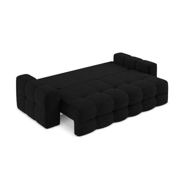 Juodos spalvos iš boucle sulankstoma sofa 255 cm Milu – Makamii-image-3
