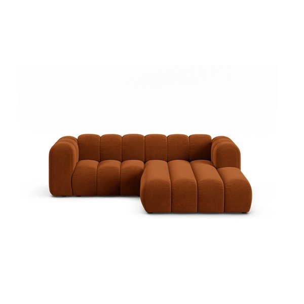 Kampinė sofa oranžinės spalvos (su dešiniuoju kampu) Lupine – Micadoni Home