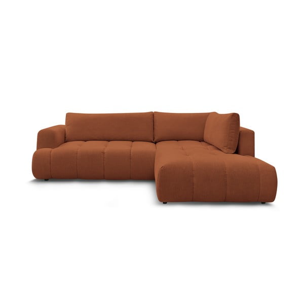 Raudonos plytų spalvos sulankstoma/su sandėliavimo vieta kampinė sofa (su dešiniuoju kampu/„L“ formos) Fuji – Bobochic Paris