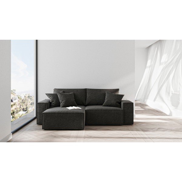 Antracito pilkos spalvos sulankstoma kampinė sofa Ghado Melow-image-3